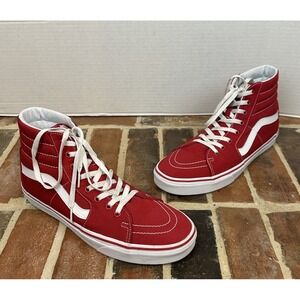 Vans SK8-Hi Red and White High Tops Lace Up Sneakers Men's 11 Shoes